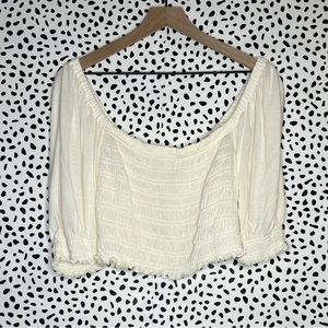 urban outfitters | cream ruched crop top
